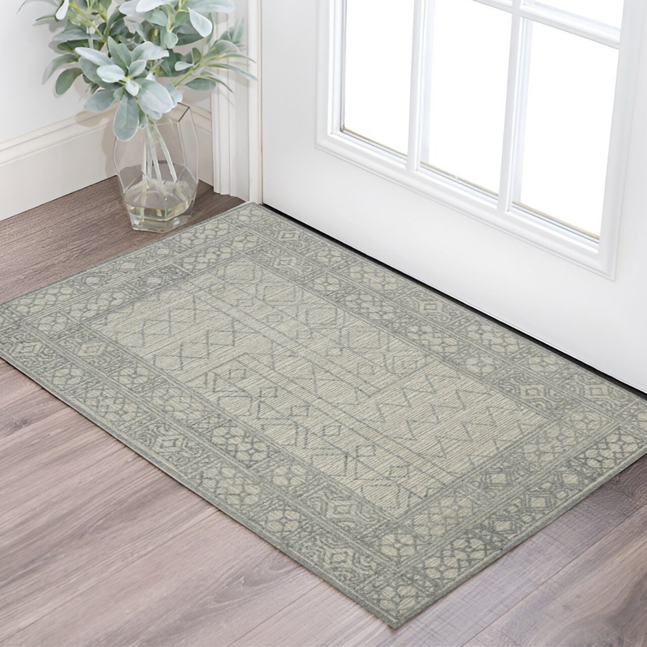 Edge Collections - 2' X 3' - Gray - Southwestern Hand Hooked Area Rug for Cozy Spaces - 1 Piece